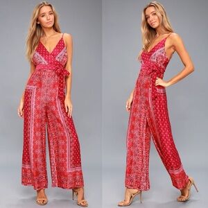 Free People Pink Combo Boho Jumpsuit